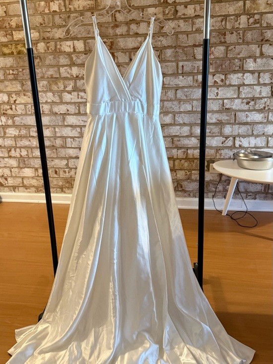 Windsor Dresses & Skirts - Satin White Spaghetti Strap A-Line Gown